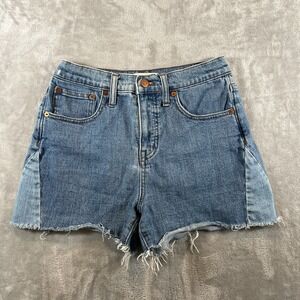 Madewell Womens Jean Shorts Size 26 Blue Denim‎ High Rise Pieced Edition
